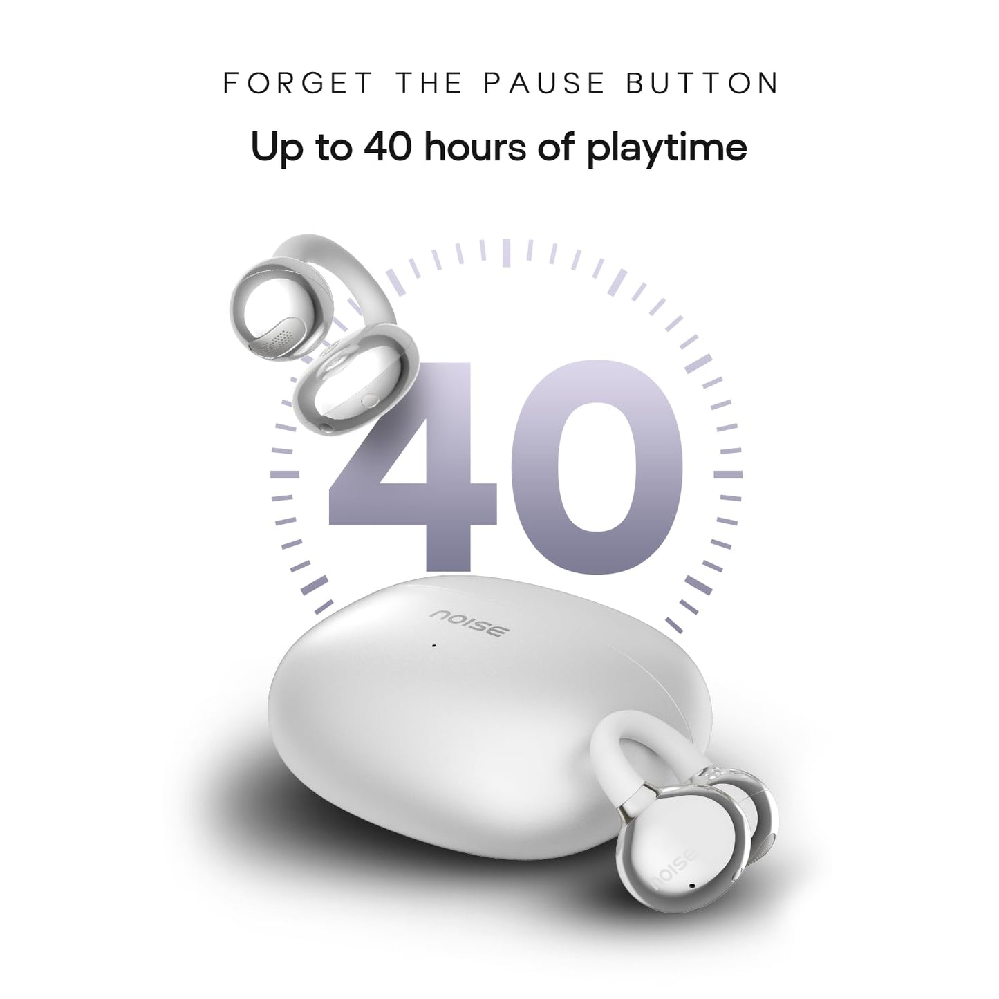 Noise Pure Pods Wireless Open Ear Earbuds with AirWave™ Technology,Up-to 80H Playtime,Quad Mic with ENC,16mm Neodymium Dynamic Driver,Detachable Pure Band,BTv5.3 (Zen Beige)