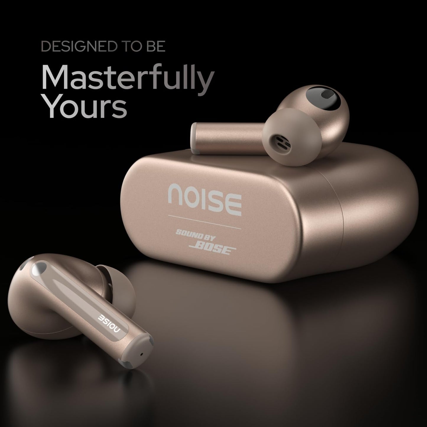 Noise Master Buds, Sound by Bose in-Ear Bluetooth Earbuds, Up to 49dB Adaptive ANC, LHDC 5.0, Immersive Spatial Audio, 44H Playtime with 6 mic ENC, Dual Pairing, IPX5 Ear Buds TWS (Titanium)