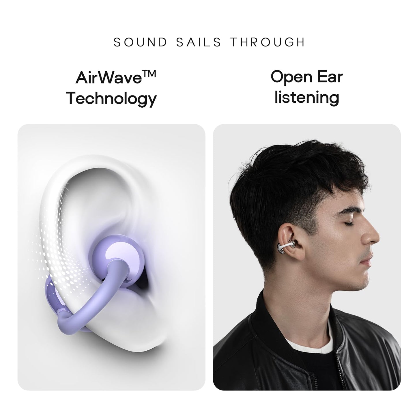 Noise Pure Pods Wireless Open Ear Earbuds with AirWave™ Technology,Up-to 80H Playtime,Quad Mic with ENC,16mm Neodymium Dynamic Driver,Detachable Pure Band,BTv5.3 (Zen Beige)