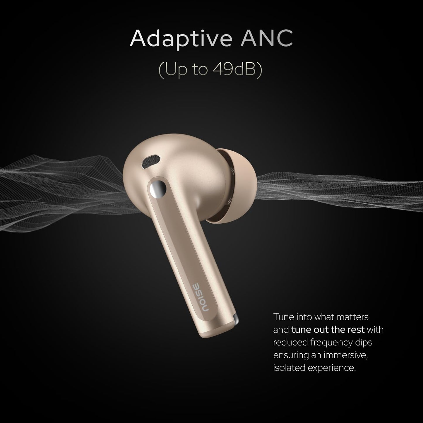 Noise Master Buds, Sound by Bose in-Ear Bluetooth Earbuds, Up to 49dB Adaptive ANC, LHDC 5.0, Immersive Spatial Audio, 44H Playtime with 6 mic ENC, Dual Pairing, IPX5 Ear Buds TWS (Titanium)