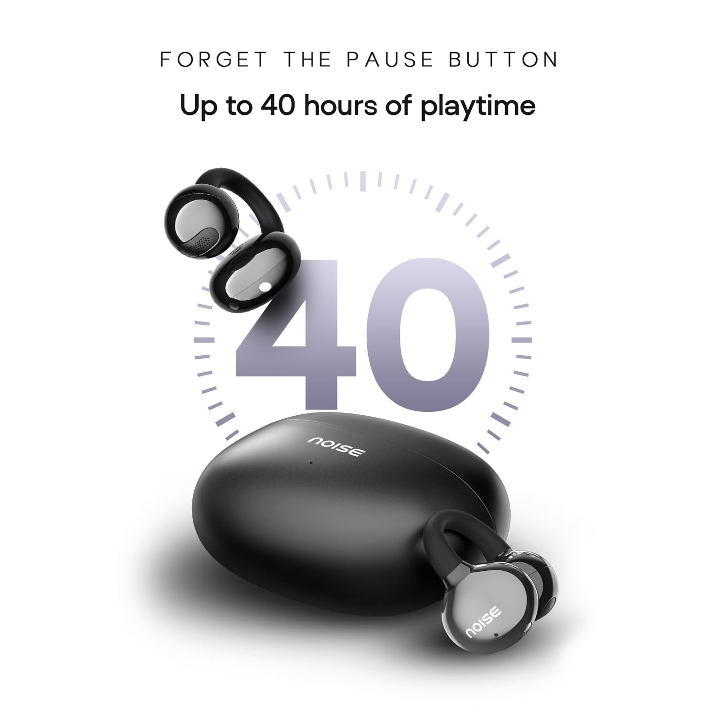 Noise Pure Pods Wireless Open Ear Earbuds with AirWave™ Technology,Up-to 80H Playtime,Quad Mic with ENC,16mm Neodymium Dynamic Driver,Detachable Pure Band,BTv5.3 (Zen Beige)