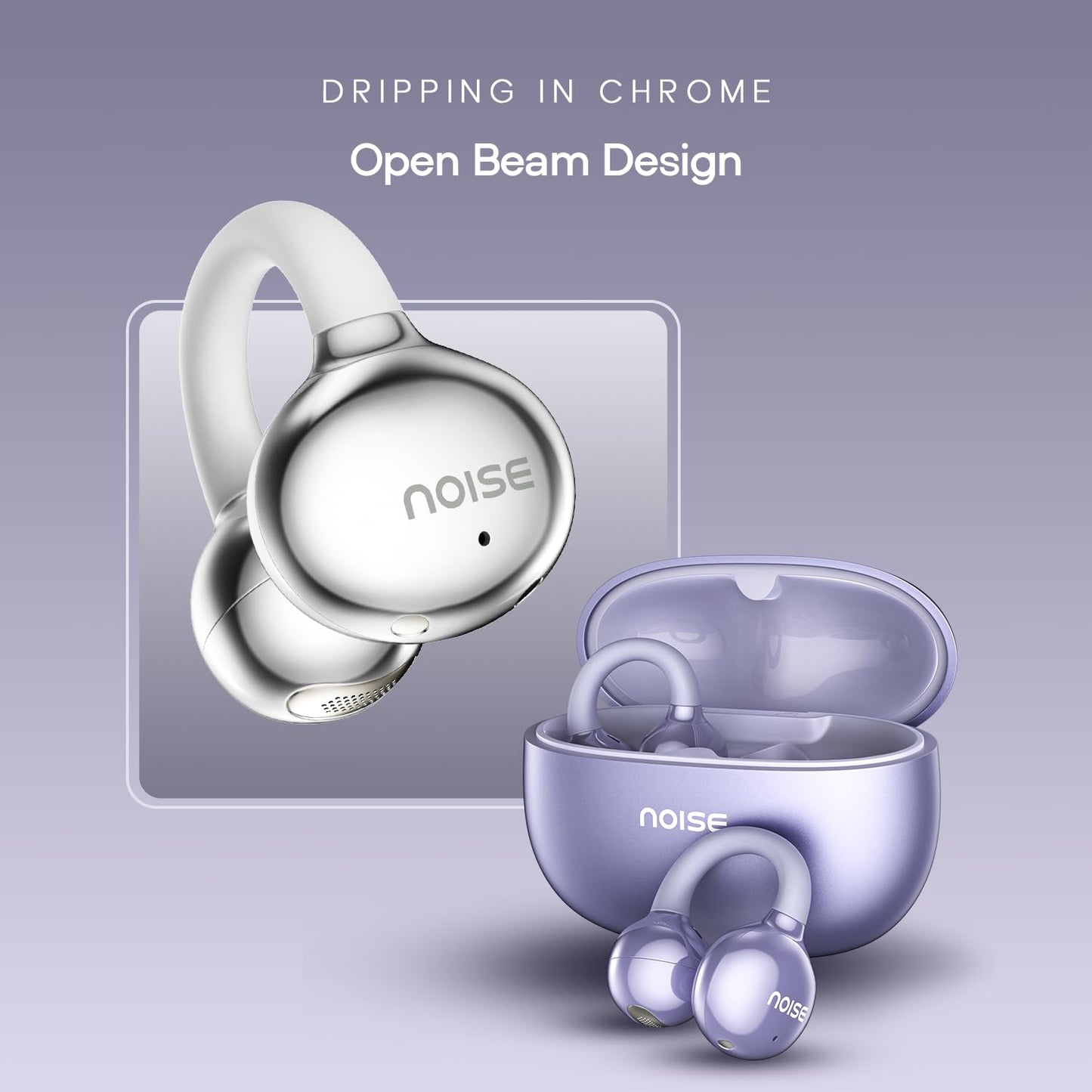 Noise Pure Pods Wireless Open Ear Earbuds with AirWave™ Technology,Up-to 80H Playtime,Quad Mic with ENC,16mm Neodymium Dynamic Driver,Detachable Pure Band,BTv5.3 (Zen Beige)