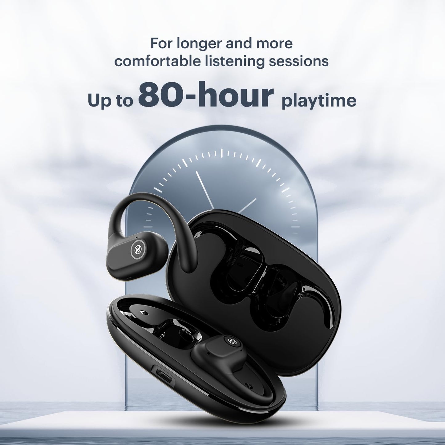Noise Pure Pods Wireless Open Ear Earbuds with AirWave™ Technology,Up-to 80H Playtime,Quad Mic with ENC,16mm Neodymium Dynamic Driver,Detachable Pure Band,BTv5.3 (Zen Beige)