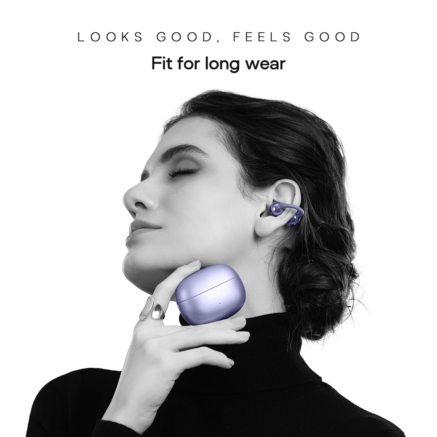 Noise Pure Pods Wireless Open Ear Earbuds with AirWave™ Technology,Up-to 80H Playtime,Quad Mic with ENC,16mm Neodymium Dynamic Driver,Detachable Pure Band,BTv5.3 (Zen Beige)