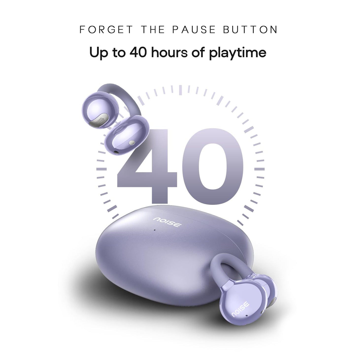 Noise Pure Pods Wireless Open Ear Earbuds with AirWave™ Technology,Up-to 80H Playtime,Quad Mic with ENC,16mm Neodymium Dynamic Driver,Detachable Pure Band,BTv5.3 (Zen Beige)