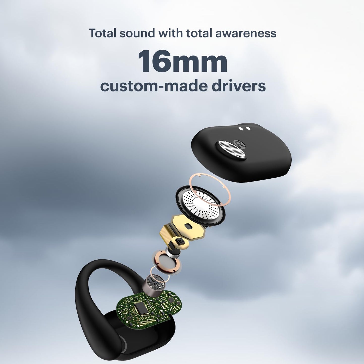 Noise Pure Pods Wireless Open Ear Earbuds with AirWave™ Technology,Up-to 80H Playtime,Quad Mic with ENC,16mm Neodymium Dynamic Driver,Detachable Pure Band,BTv5.3 (Zen Beige)